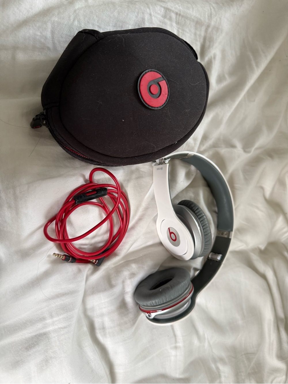 Beats by Dre Over-Ear Headphones in White with Red Accents